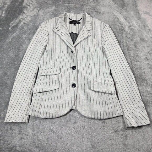 Rag & Bone Blazer Womens 2 Slade Gray Pinstripe Ponte Knit Jacket - Picture 1 of 11